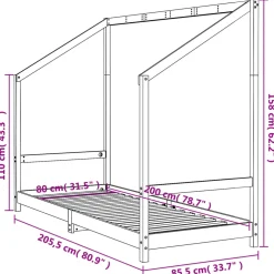 vidaXL Kinderbedframe 80x200 cm massief grenenhout