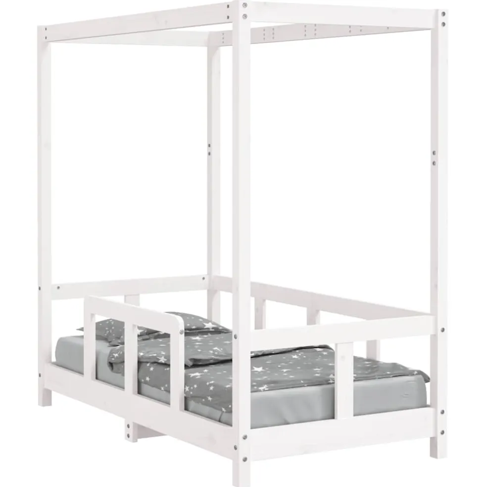 vidaXL Kinderbedframe 70x140 cm massief grenenhout wit