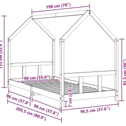 vidaXL Kinderbedframe 90x200 cm massief grenenhout wit
