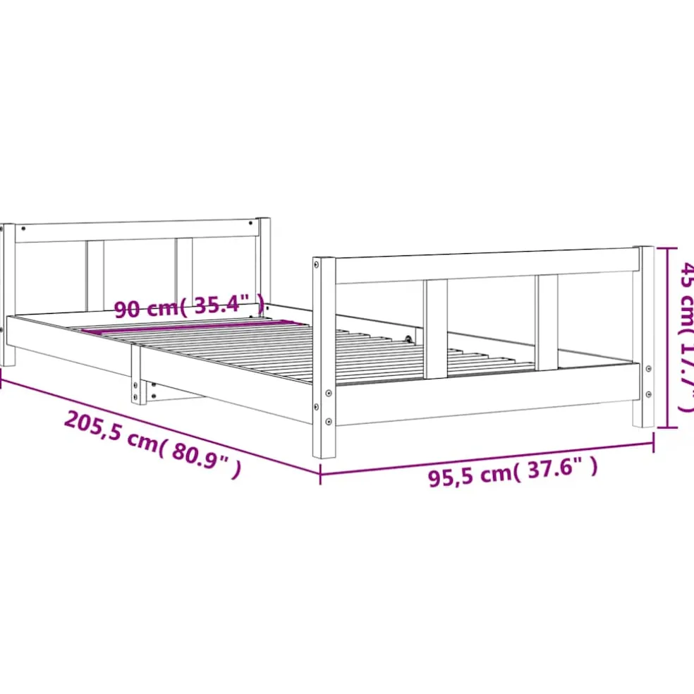 vidaXL Kinderbedframe 90x200 cm massief grenenhout