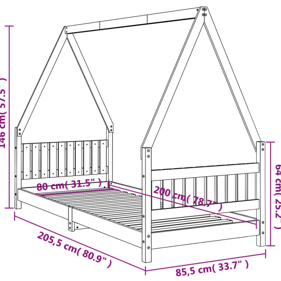 vidaXL Kinderbedframe 80x200 cm massief grenenhout