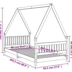 vidaXL Kinderbedframe 90x200 cm massief grenenhout wit