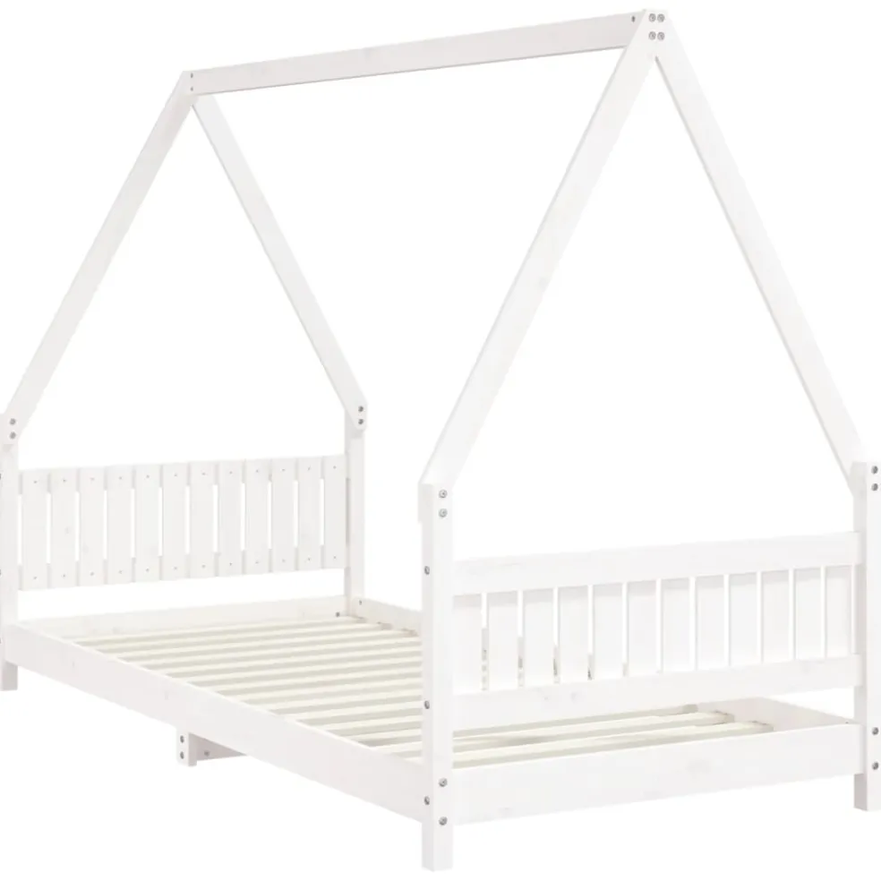 vidaXL Kinderbedframe 90x200 cm massief grenenhout wit