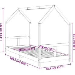 vidaXL Kinderbedframe 80x200 cm massief grenenhout