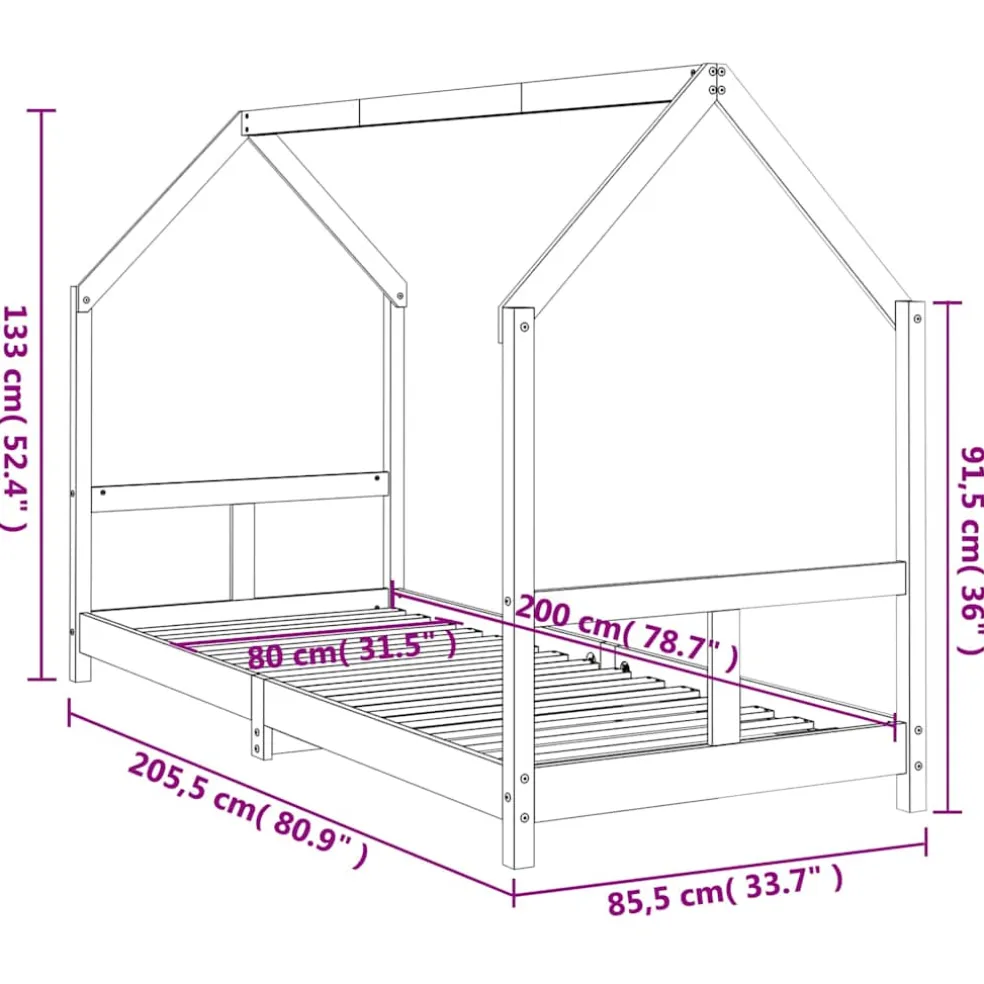 vidaXL Kinderbedframe 80x200 cm massief grenenhout