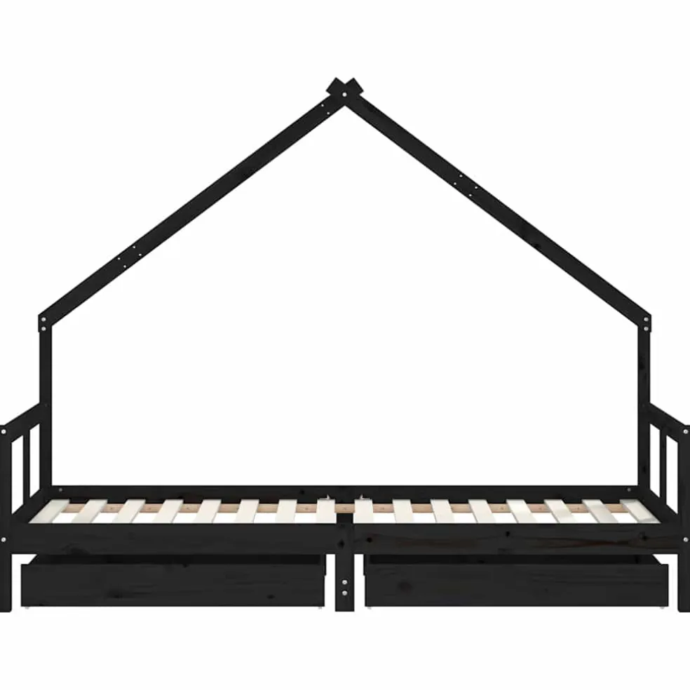 vidaXL Kinderbedframe 80x200 cm massief grenenhout zwart