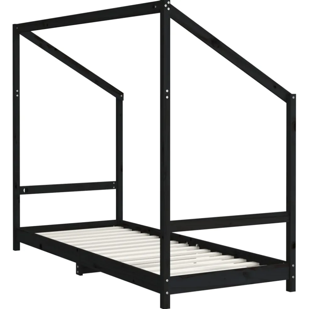 vidaXL Kinderbedframe 2x(80x200) cm massief grenenhout zwart