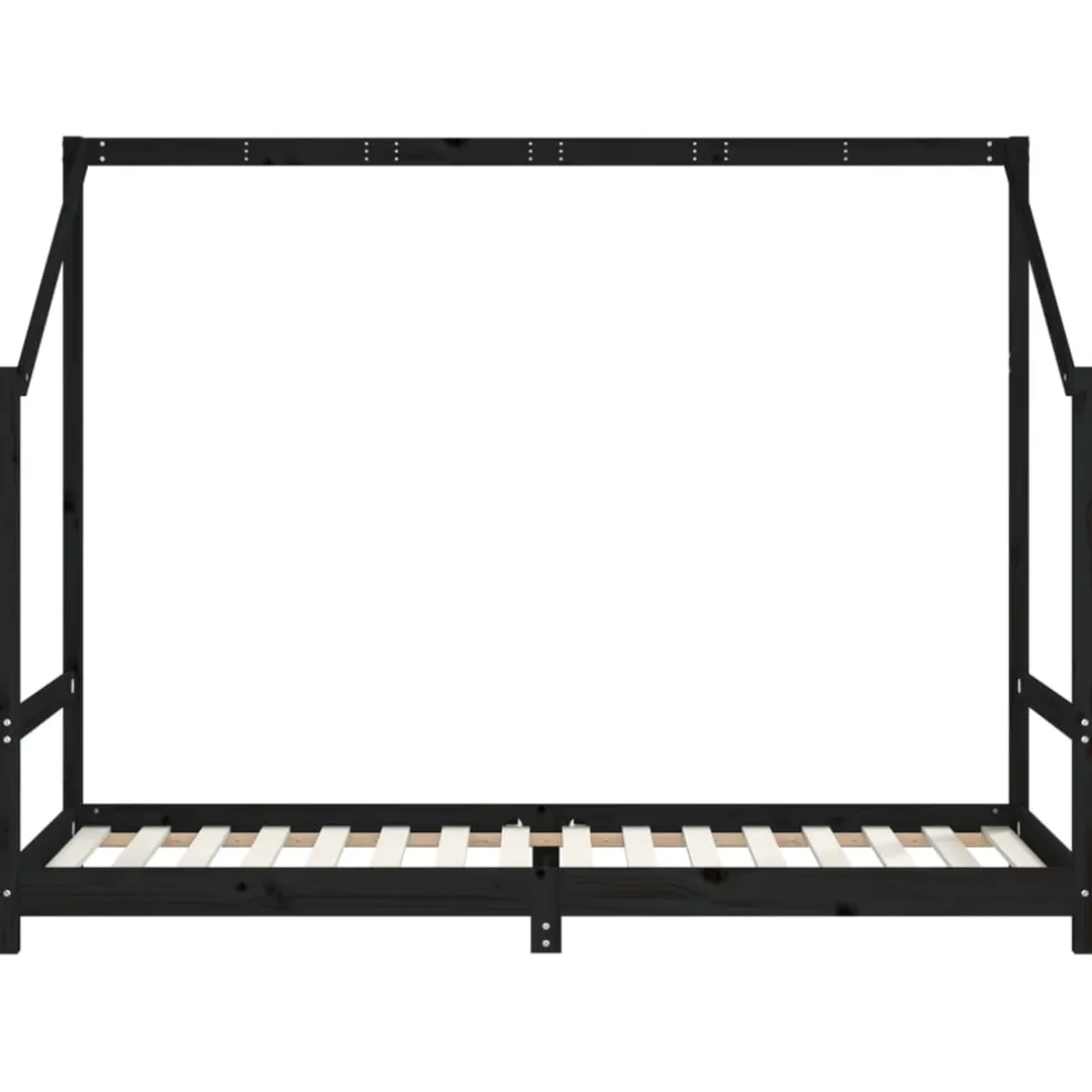 vidaXL Kinderbedframe 2x(80x200) cm massief grenenhout zwart