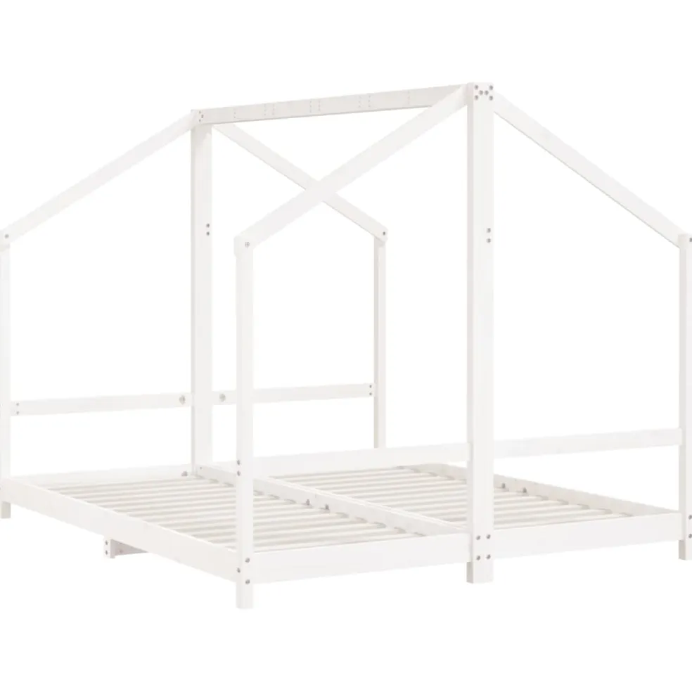 vidaXL Kinderbedframe 2x(80x200) cm massief grenenhout wit
