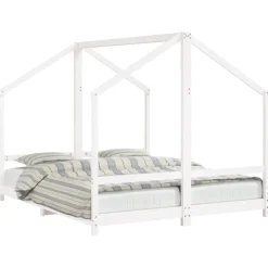 vidaXL Kinderbedframe 2x(80x200) cm massief grenenhout wit