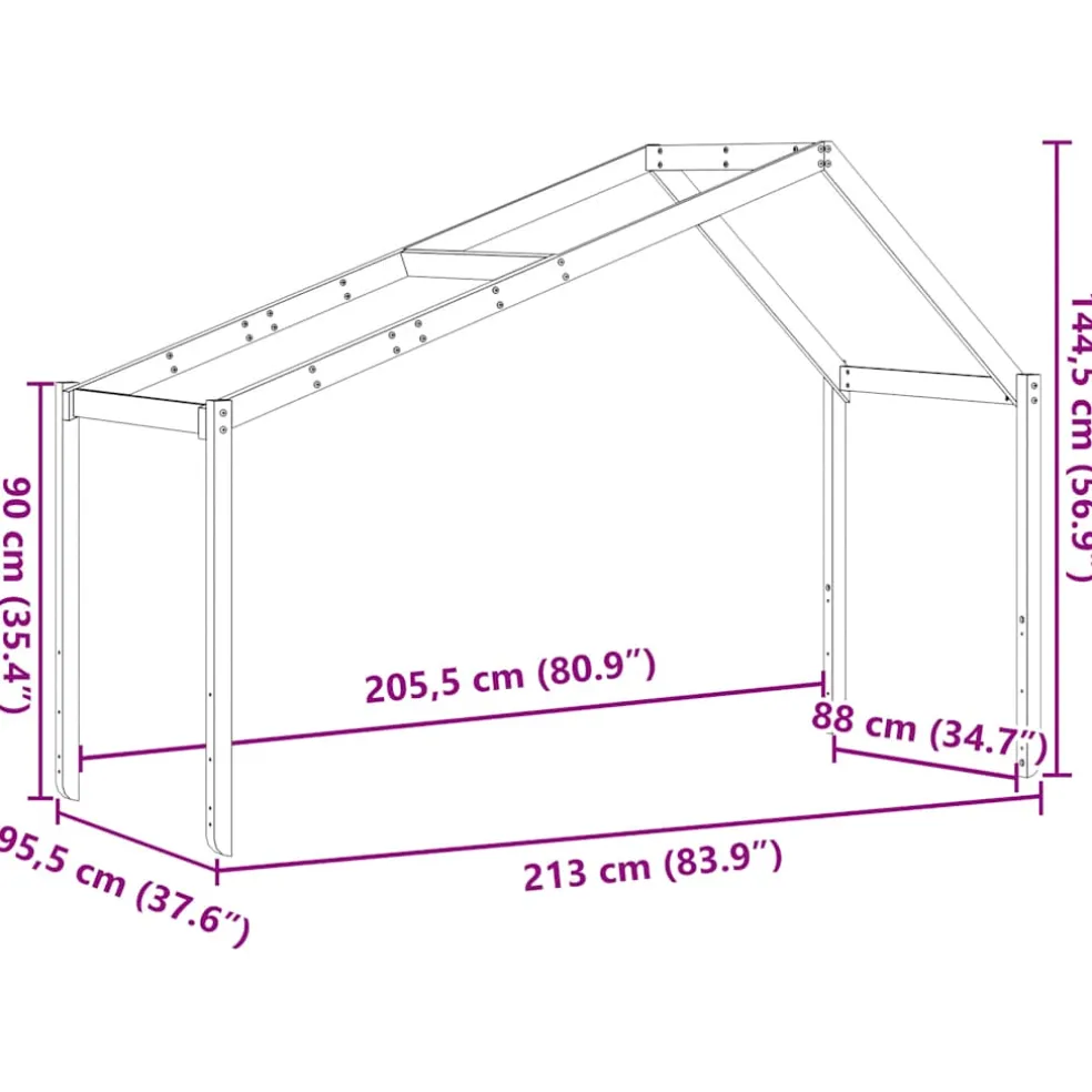 vidaXL Kinderbedhuisje 213x95,5x144,5 cm massief grenenhout
