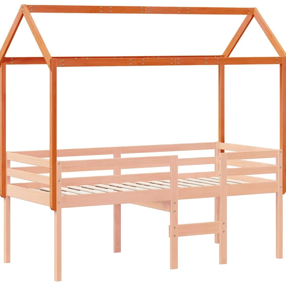 vidaXL Kinderbedhuisje 217x95,5x159 cm massief grenenhout wasbruin