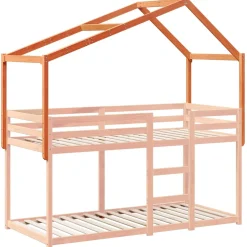 vidaXL Kinderbedhuisje 213x95,5x144,5 cm massief grenenhout wasbruin