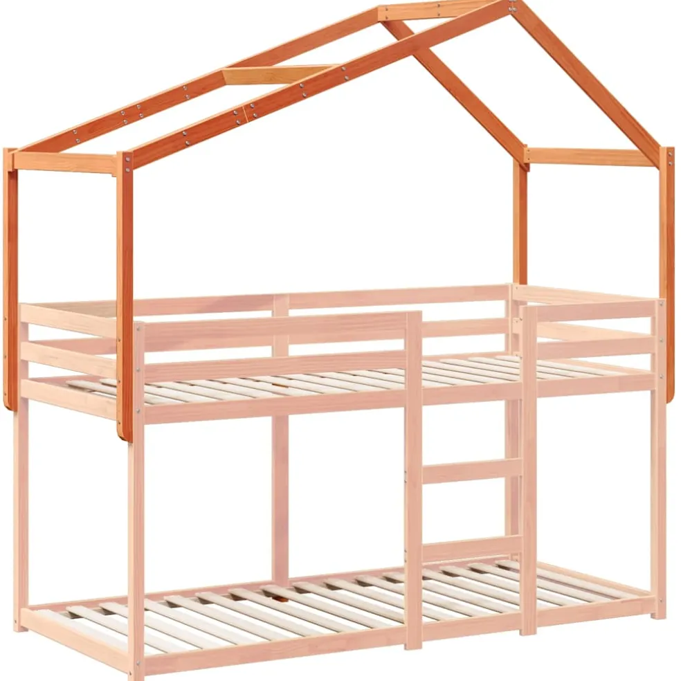vidaXL Kinderbedhuisje 213x95,5x144,5 cm massief grenenhout wasbruin