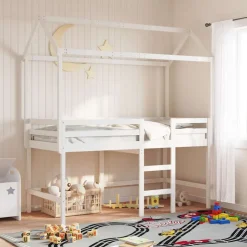 vidaXL Kinderbedhuisje 217x95,5x159 cm massief grenenhout wit