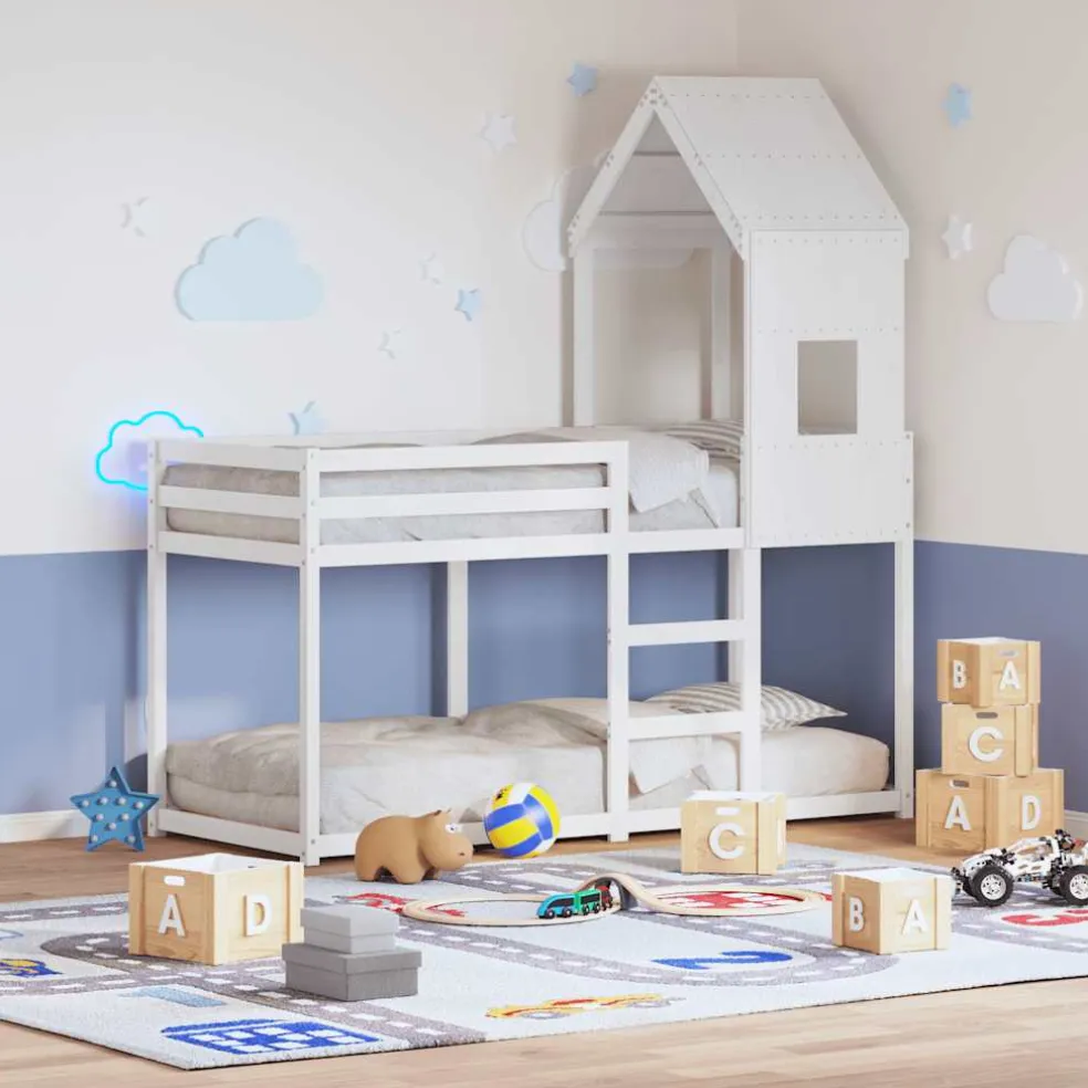 vidaXL Kinderbedhuisje 60x89x134,5 cm massief grenenhout wit