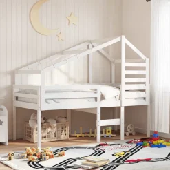 vidaXL Kinderbedhuisje 198x87x113 cm massief grenenhout wit