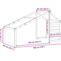 vidaXL Kinderbedhuisje 198x87x113 cm massief grenenhout wit