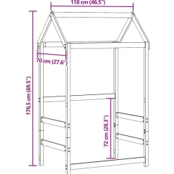 vidaXL Kinderbedhuisje 118x70x176,5 cm massief grenenhout