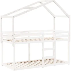 vidaXL Kinderbedhuisje 213x95,5x144,5 cm massief grenenhout wit