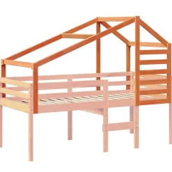 vidaXL Kinderbedhuisje 198x87x113 cm massief grenenhout wasbruin