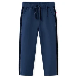 vidaXL Kinderbroek met zwarte bies 104 marineblauw