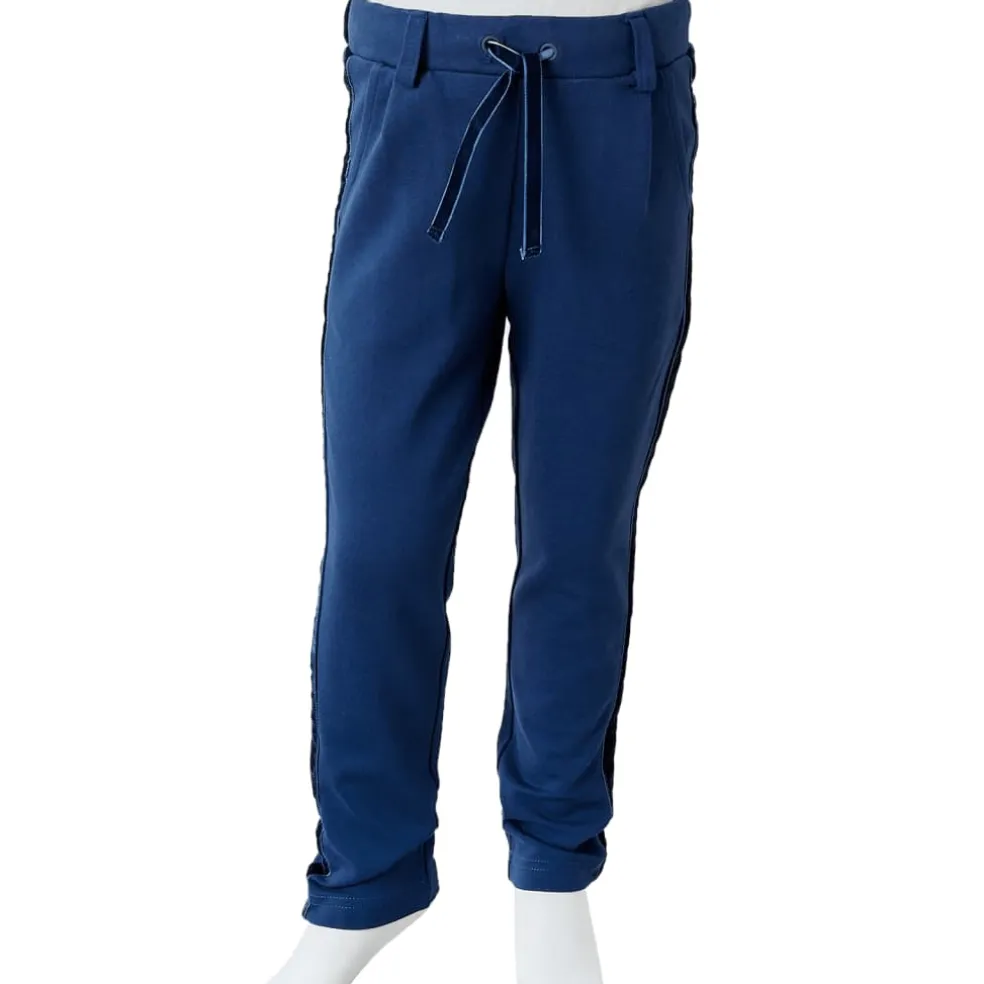 vidaXL Kinderbroek met zwarte bies 104 marineblauw
