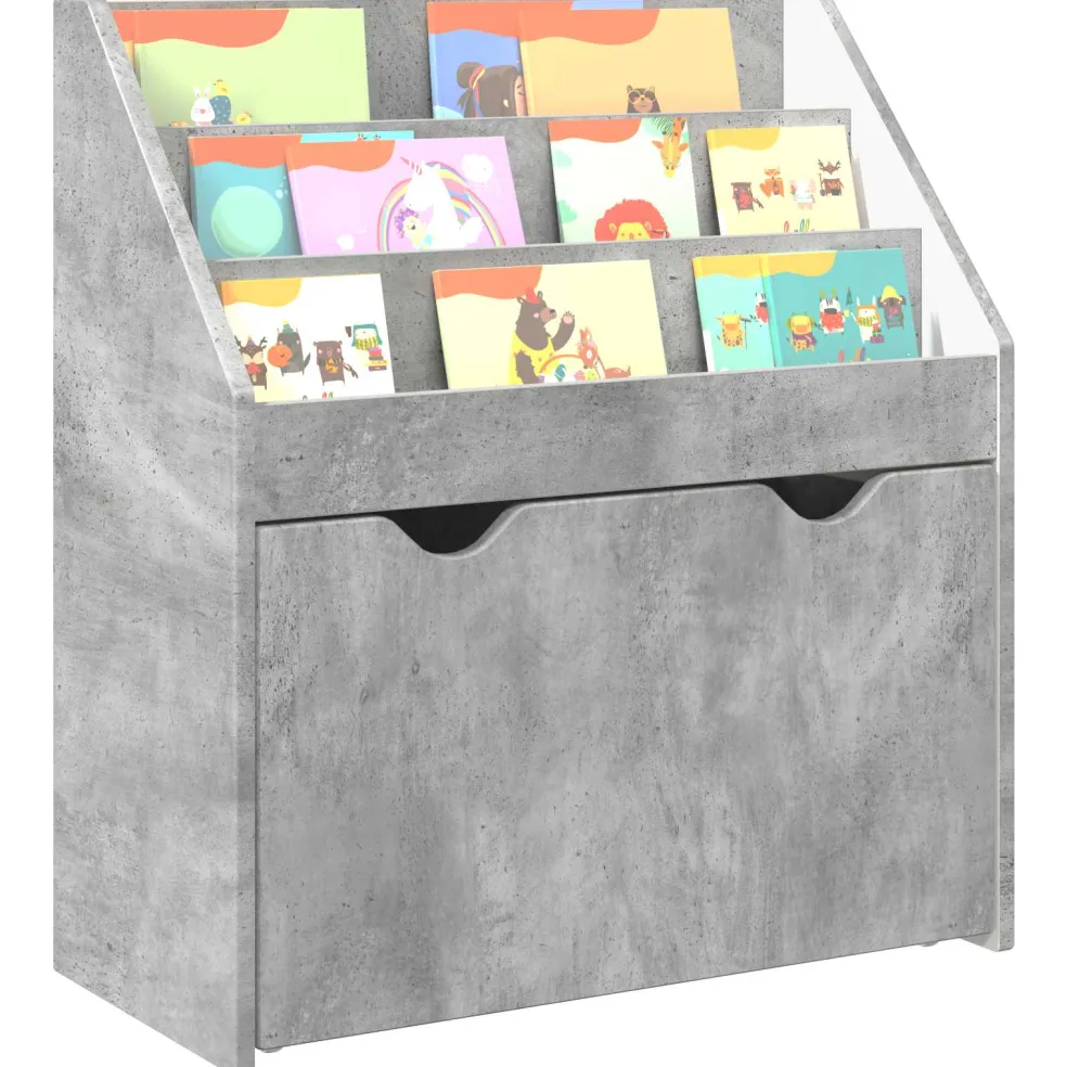 vidaXL Kinderen Boekenkast Beton Grijs 60 x 29,5 x 69 cm Bewerkt hout