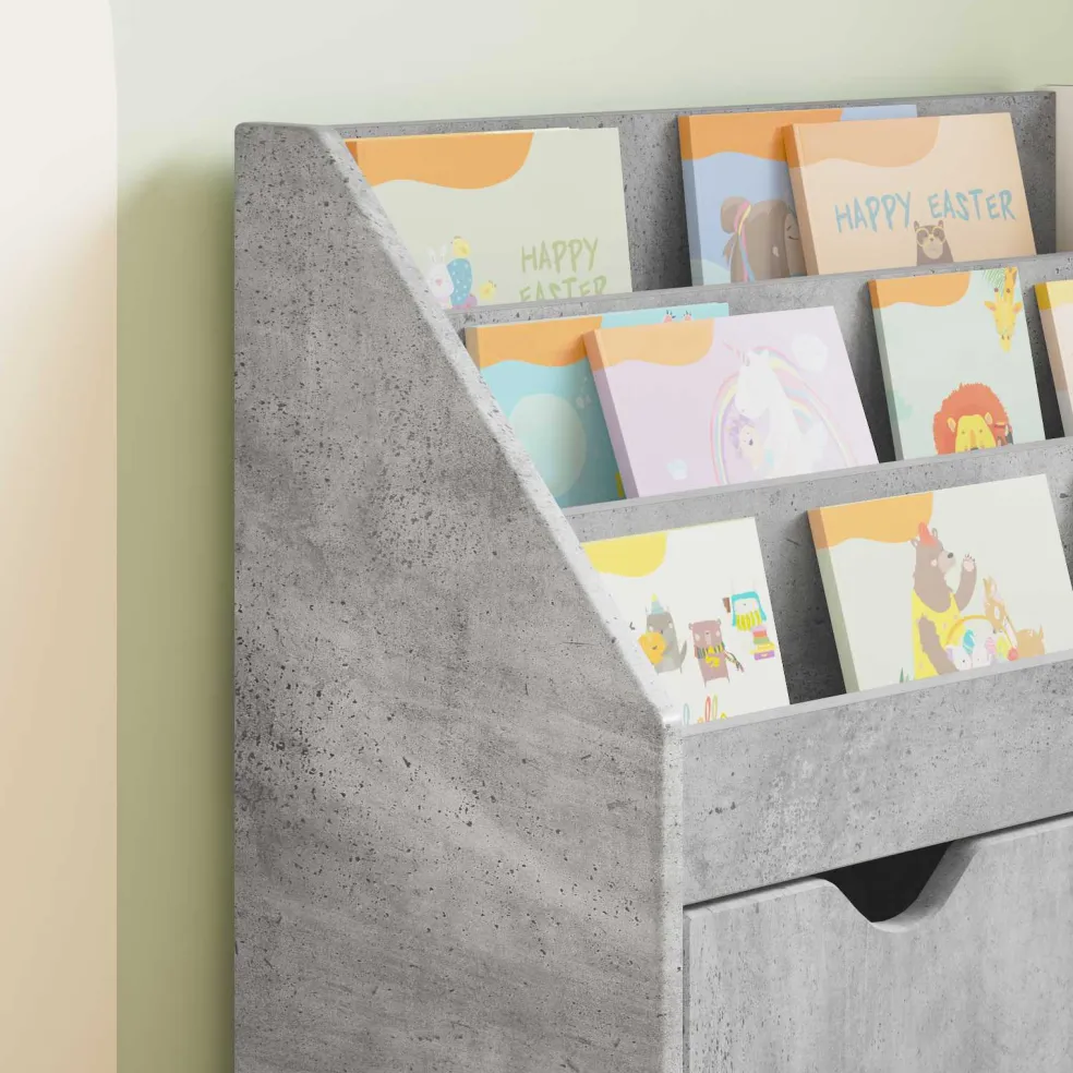 vidaXL Kinderen Boekenkast Beton Grijs 60 x 29,5 x 69 cm Bewerkt hout