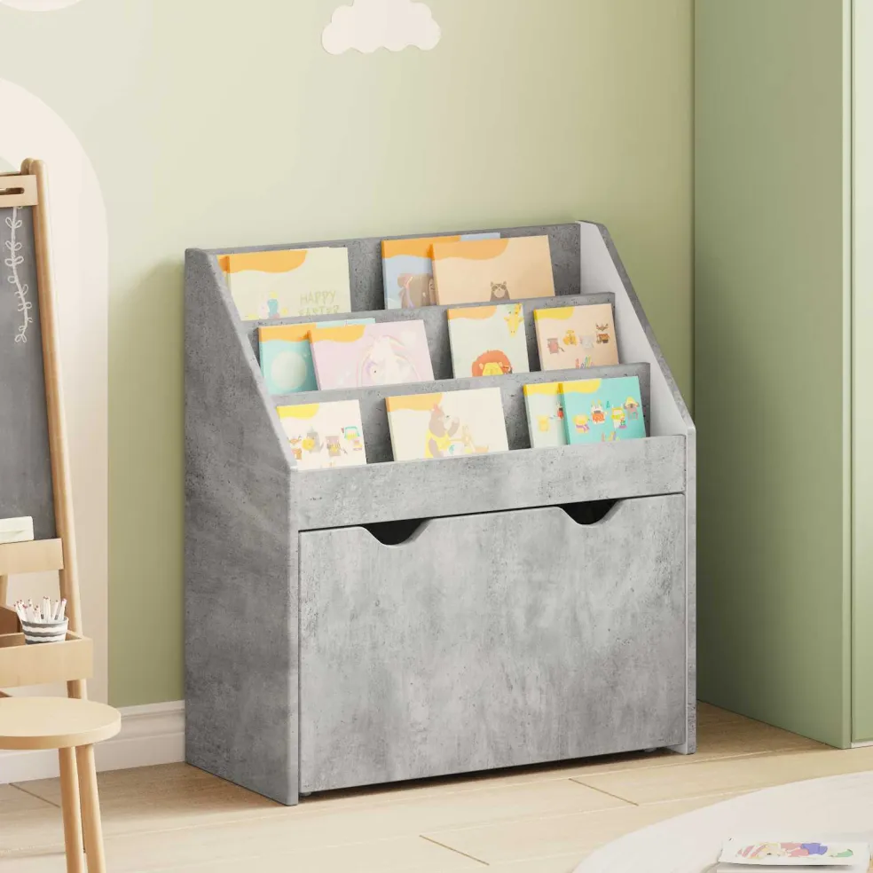 vidaXL Kinderen Boekenkast Beton Grijs 60 x 29,5 x 69 cm Bewerkt hout