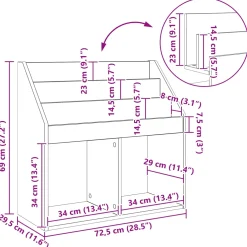 vidaXL Kinderen Boekenkast Gerookt eiken 72,5 x 29,5 x 69 cm