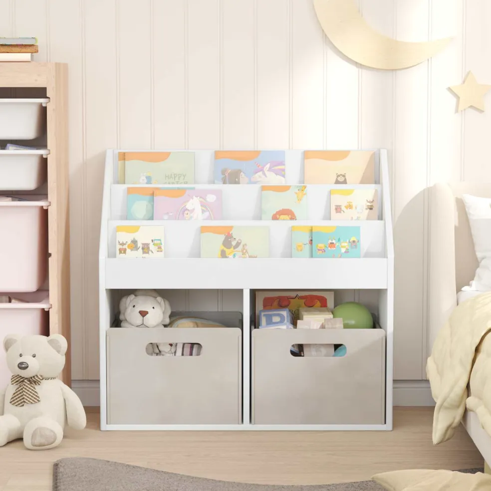 vidaXL Kinderen Boekenkast Hoogglans wit 72,5 x 29,5 x 69 cm