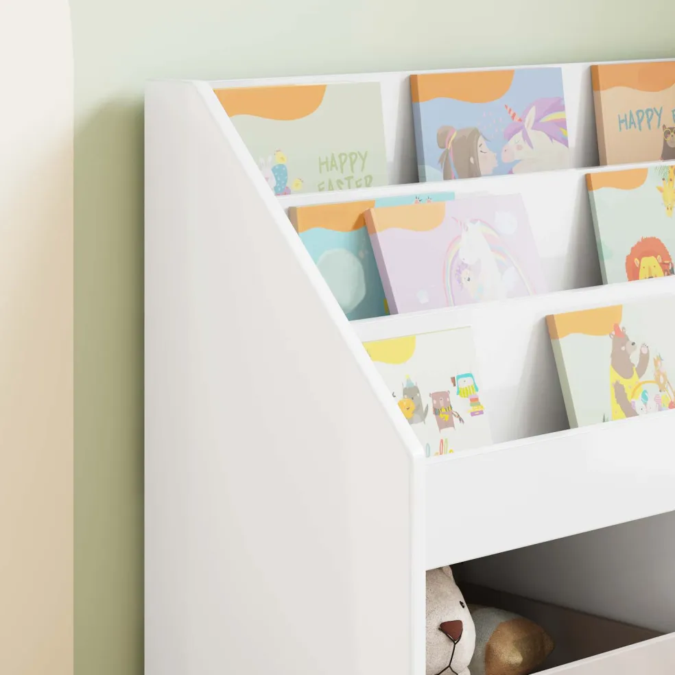 vidaXL Kinderen Boekenkast Hoogglans wit 72,5 x 29,5 x 69 cm