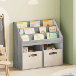 vidaXL Kinderen Boekenkast met opslag Grijs Sonoma 72,5 x 29,5 x 69 cm