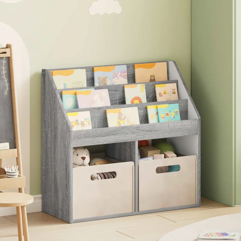 vidaXL Kinderen Boekenkast met opslag Grijs Sonoma 72,5 x 29,5 x 69 cm