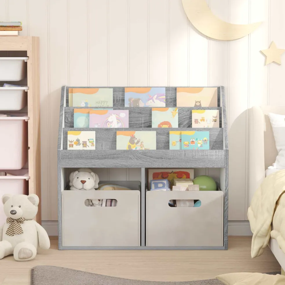 vidaXL Kinderen Boekenkast met opslag Grijs Sonoma 72,5 x 29,5 x 69 cm