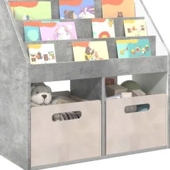 vidaXL Kinderen Boekenkast met opslag Beton Grijs 72,5 x 29,5 x 69 cm
