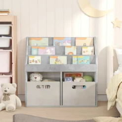 vidaXL Kinderen Boekenkast met opslag Beton Grijs 72,5 x 29,5 x 69 cm