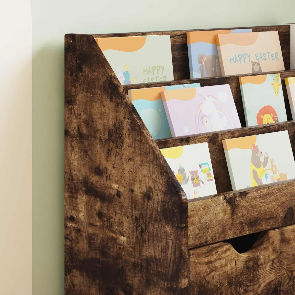 vidaXL Kinderen Boekenkast met lade Gerookt eiken 60 x 29,5 x 69 cm