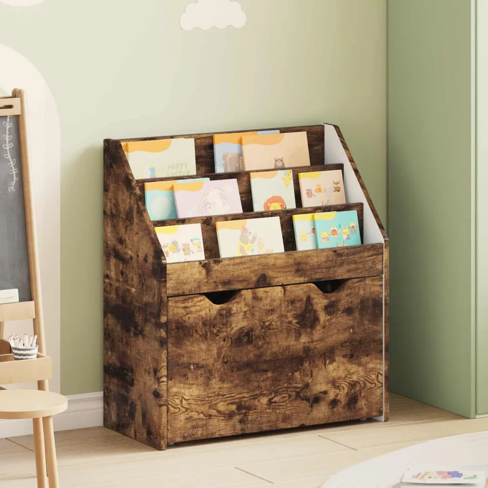 vidaXL Kinderen Boekenkast met lade Gerookt eiken 60 x 29,5 x 69 cm