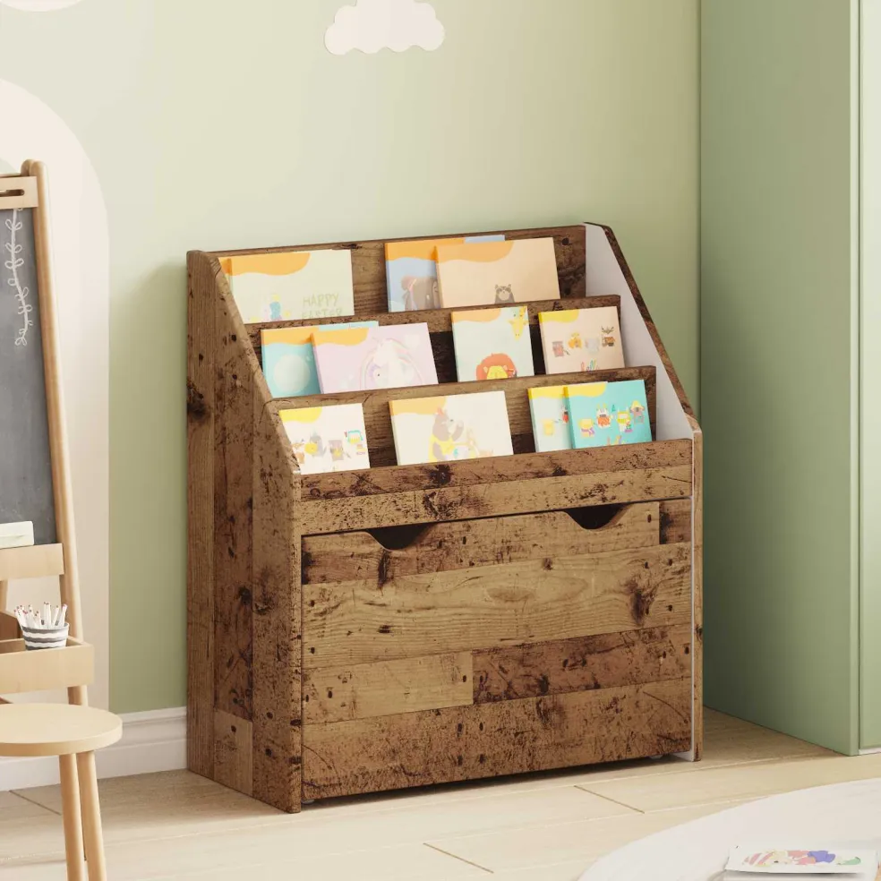 vidaXL Kinderen Boekenkast Oudhout 60 x 29,5 x 69 cm Bewerkt hout