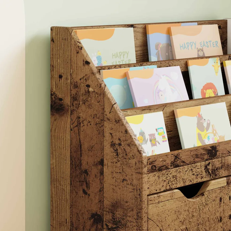 vidaXL Kinderen Boekenkast Oudhout 60 x 29,5 x 69 cm Bewerkt hout