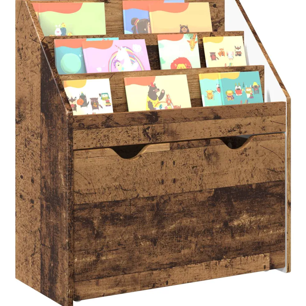 vidaXL Kinderen Boekenkast Oudhout 60 x 29,5 x 69 cm Bewerkt hout