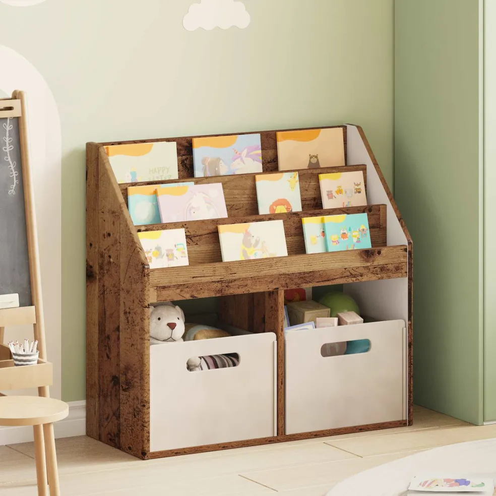 vidaXL Kinderen Boekenkast Oudhout 72,5 x 29,5 x 69 cm Bewerkt hout
