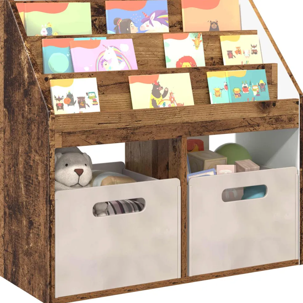 vidaXL Kinderen Boekenkast Oudhout 72,5 x 29,5 x 69 cm Bewerkt hout