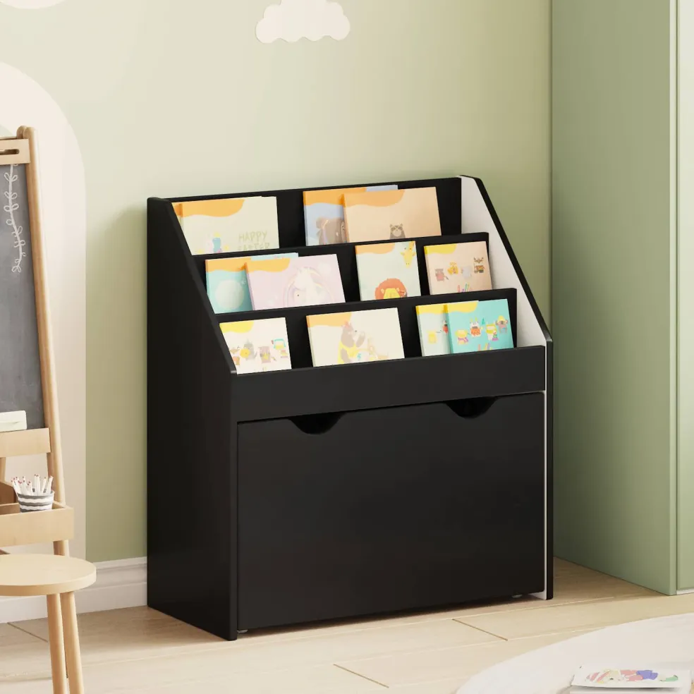 vidaXL Kinderen Boekenkast Zwart 60 x 29,5 x 69 cm Bewerkt hout