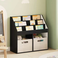 vidaXL Kinderen Boekenkast Zwart 72,5 x 29,5 x 69 cm Bewerkt hout