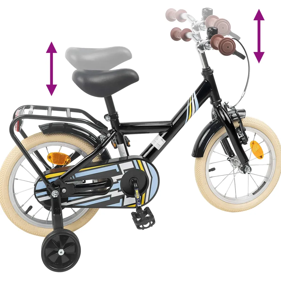 vidaXL Kinderfiets 12 Inch voor 2-4 jaar oud Zwart