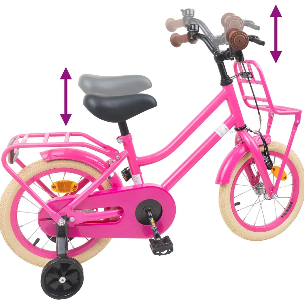 vidaXL Kinderfiets 12 Inch voor 2-4 jaar oud Donkerroze