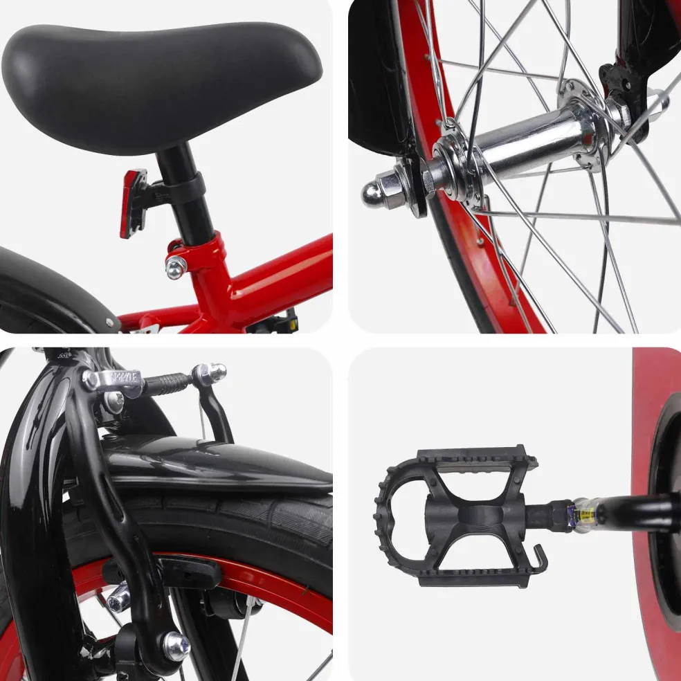 vidaXL Kinderfiets 16 Inch voor 4-6 jaar oud Rood Zwart